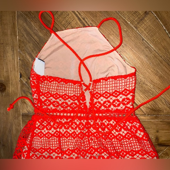 Adelyn Rae Alana Crochet Lace Midi Dress - size small -NWT-mandarin red/stunning - Picture 4 of 16